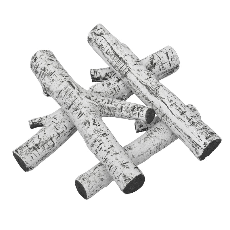 Stanbroil 4 Piece Set of Ceramic White Birch Wood Gas Logs