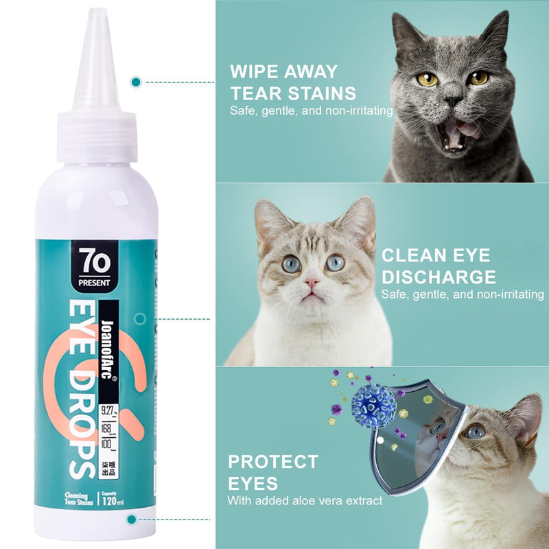 JoanofArc Dog Eye Drops - 120ml Gentle Eye Cleaner for Tear Stain Removal, Soothing Formula for Irritated Eyes, Safe for Dogs & Cats