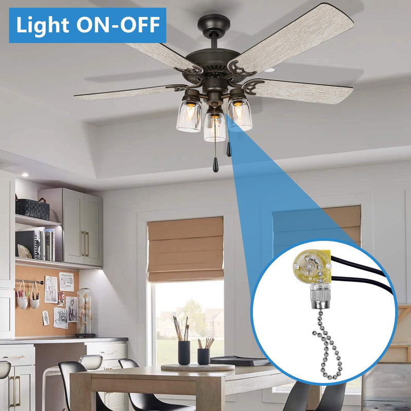 ZE-109 Zing Ear Fan Light Switch, On-Off Speed Switch with Pull Chain Compatible with Hunter Celing Fan Lights, Lamps and Wall Lights (Nickel Pull Chain) ZE-109 ZE Nickel