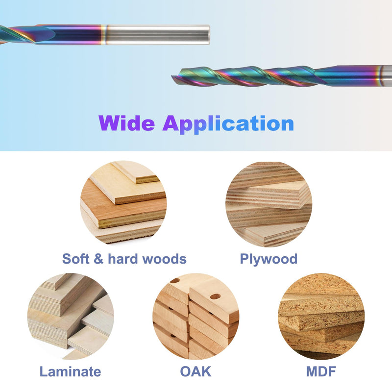 Extra Long 4 Inch Upcut CNC Router Bit 1/4 Inch Shank, 2 Inch Cutting Length, Long Router Bit with DLC Extreme Tool Life Coating, Solid Carbide CNC End Mill for Wood Carving Grooves, Trimming