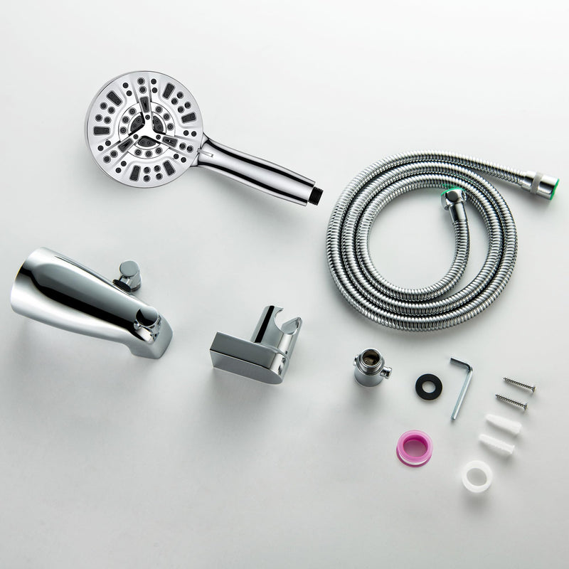 Tub Spout with Diverter, Chrome High Pressure 10 Mode Handheld Shower Sprayer, Bathtub Faucet with Sprayer