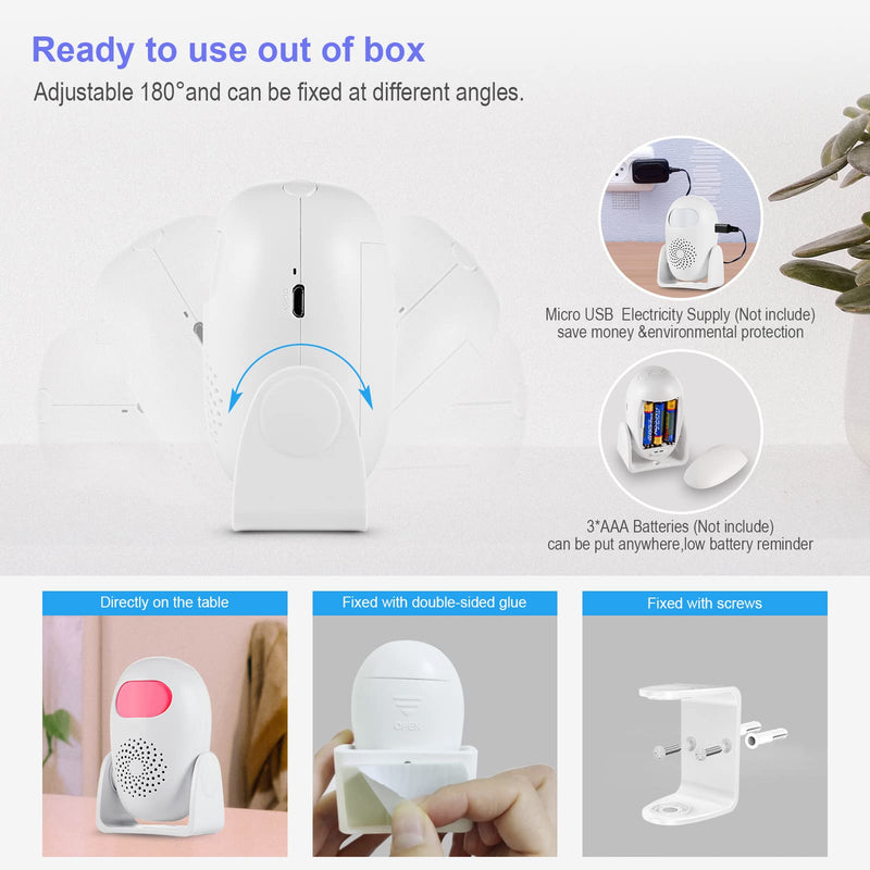 Motion Sensor Alarm with 17 Chimes 3 Alarm Modes 4 Volume Levels Wireless Motion Detector Alarm with Remote 110dB Home Security Alarm (2 Motion Detector, 2 Remote Control) Motion Sensor Alarm-2Pack