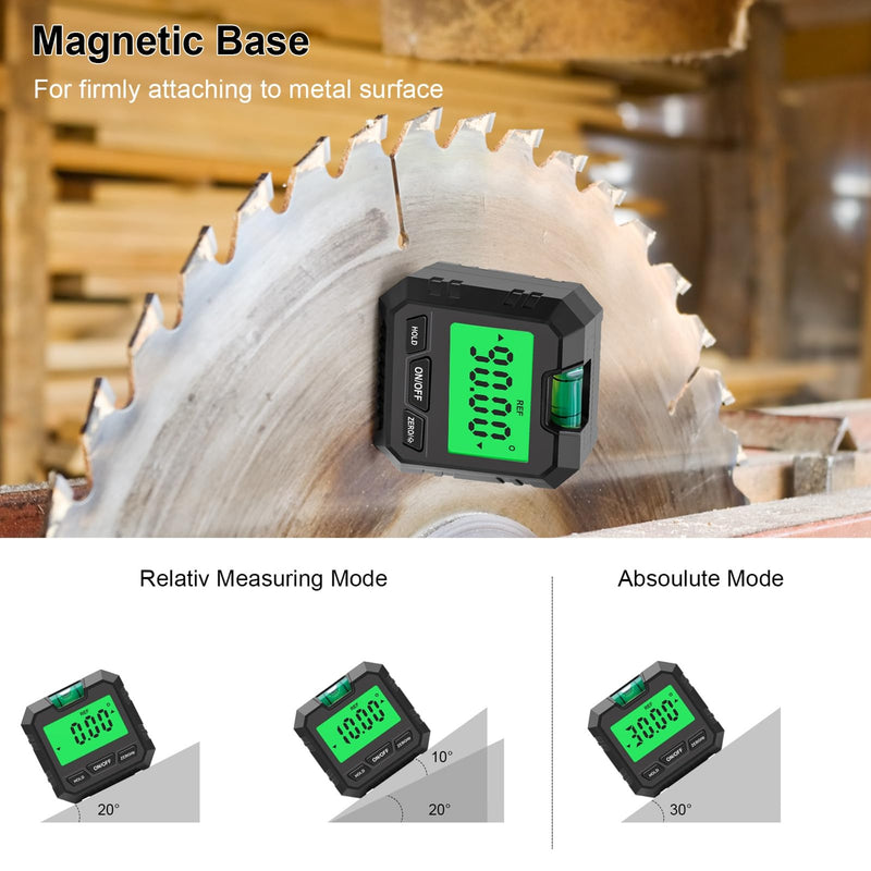 Digital Angle Finder Magnetic,Multi Digital Angle Gauge with Lcd Level,Precision Protractor Finder Measuring Tool for Woodworking Auto Repair Machining,Gift for Men
