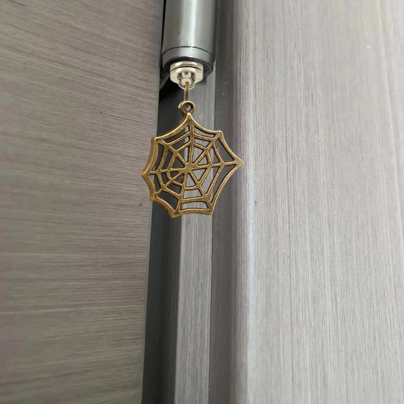 Brass Hinge Head Home Decoration Spider's Web,Magnetic Hinge Dropper Hanging,Magnetic Hinge Head Toppers,Door Hinge Pin Topper (Brass) Brass