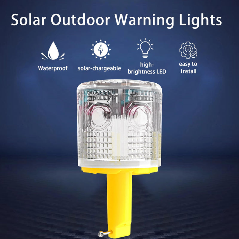 Solar Strobe Warning Light: Flashing Super Bright 360 Degree, Automatically Turn On&Off, Traffic Light Emergency Strobe Lightfor Construction, Dock, Marine,Crane Tower, Factory (White) Model A White