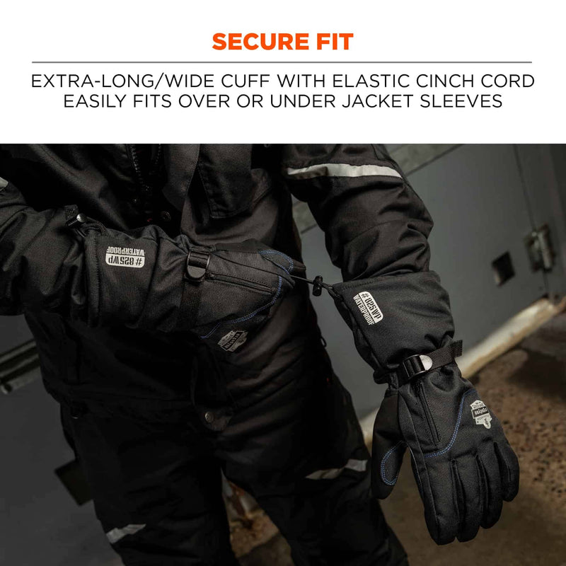 Ergodyne ProFlex 825WP Winter Work Gloves with Removeable Waterproof Shell, Black, Large