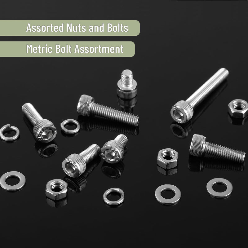 Mr. Pen- Nuts and Bolts Assortment Kit, 210 pcs, Stainless Steel, M5 Screws (7 Sizes 6-30mm) Hex Socket Head Cap Assorted Nuts and Bolts, Nut Bolt and Washer Assortment, Bolt and Nut Assortment