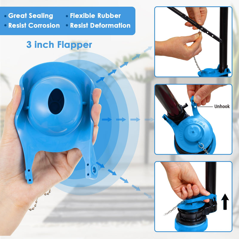 Saillong 2 Set Toilet Float Replacement Kit with 3 Inch Flapper, Universal Toilet Fill Valve Height Adjustabletoilet Tank Replacement Kit, Flush Valve Quiet and Easy to Install