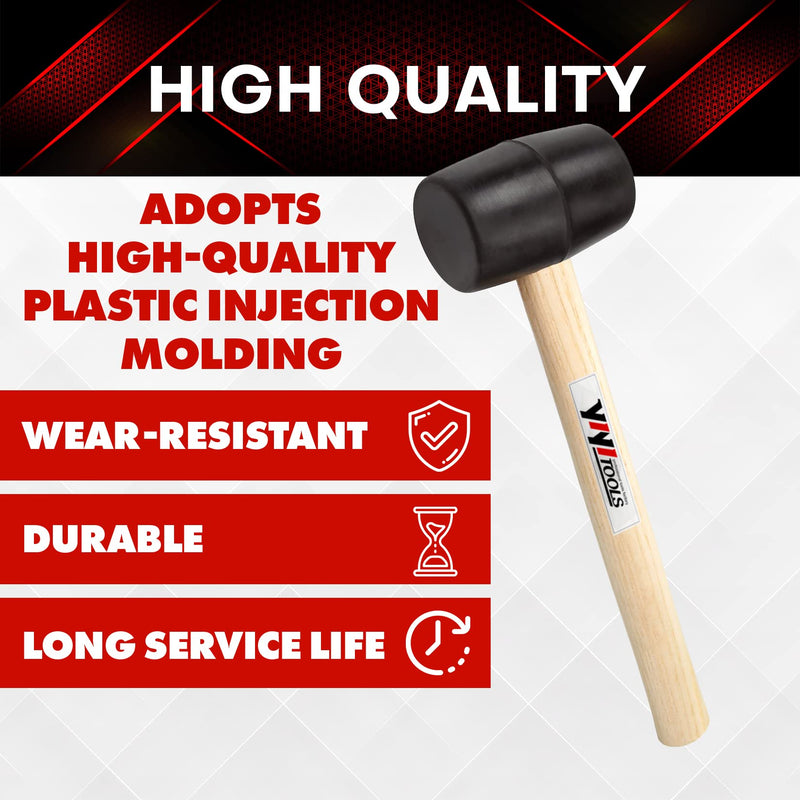 YY-2-005 Rubber Mallet Hammer With Wood Handle–8-oz, black 8oz