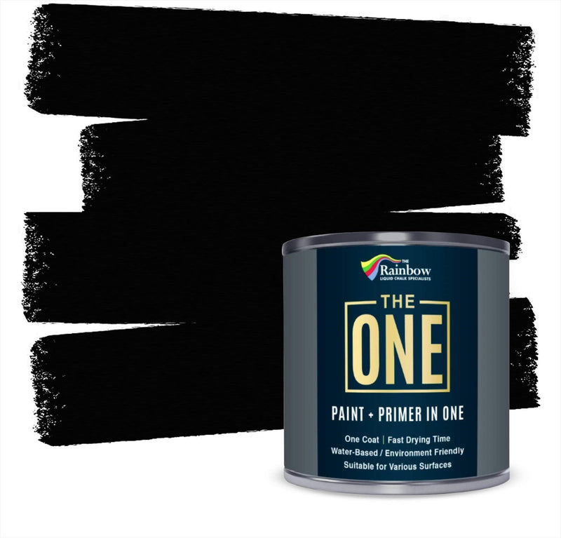 THE ONE Paint & Primer: Most Durable All-in-One Furniture Paint, Cabinet Paint, Front Door Paint, Wall Paint, Bathroom, Kitchen - Fast Drying Craft Paint Interior/Exterior (Black, Matte, 8.5oz) Metal Can - 8.5oz Black (Matte)