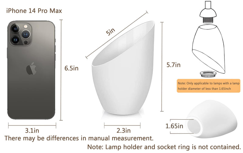 4 Pack Plastic Lampshade,5.7 inch High,4.1 inch Diameter,1.65 inch Fitter,Replacement Plastic Lamp Shade for LED Floor Lamp [White] 4 Pack