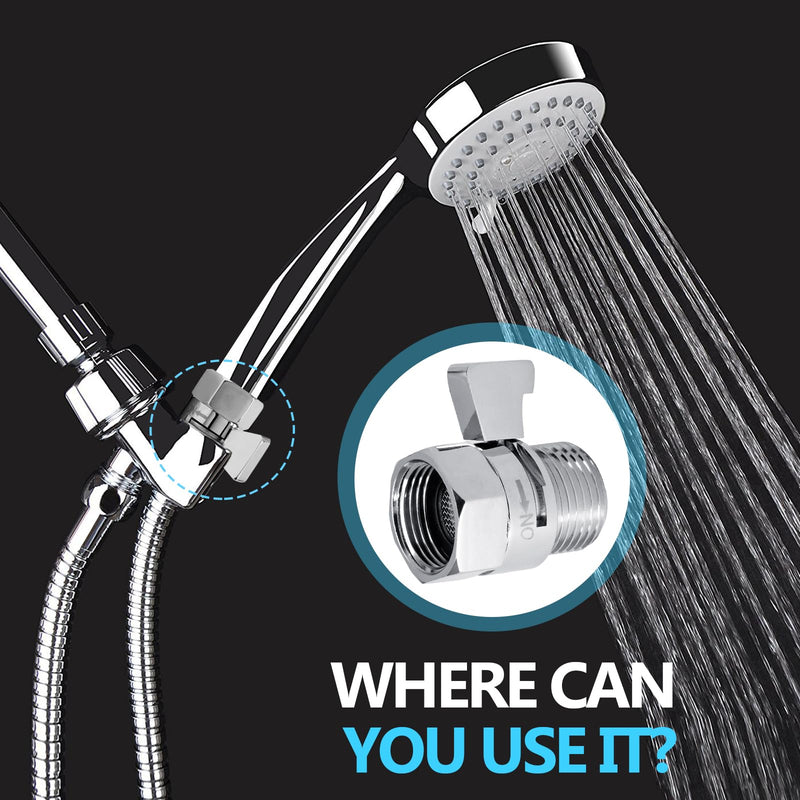 2 Pack Flow Control Valve Shower Heads, Adjustable Shut off Valve with Metal Handle Lever Water Flow Regulator, for Hand Shower Bidet Sprayer 2