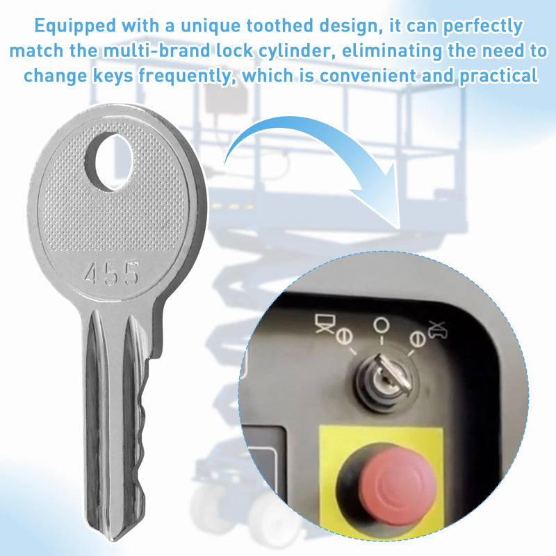Ignition Keys 455 for Boom Lifts Scissor Lift Gen-ie Skyjack Te-rex, Heavy Equipment Forklift Key 104466 * 14 Pcs
