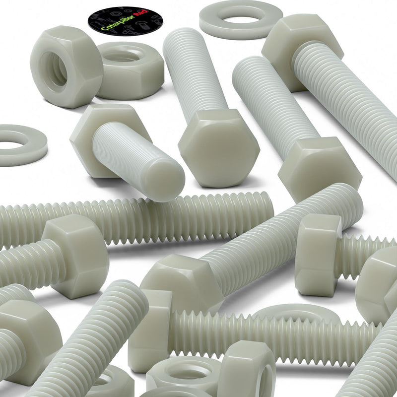 50 x Glass Filled Reinforced Nylon Hex Head M6 x 40 mm, Plastic Nuts, Bolts & Washers (15/64 x 1 37/64 in)