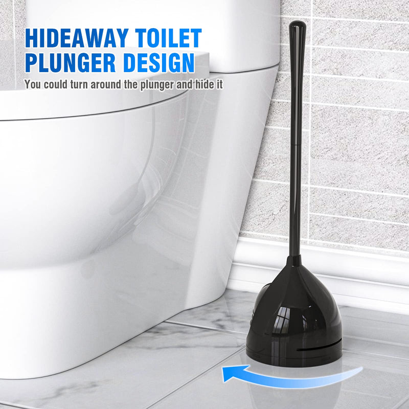 uptronic 2 Pack Toilet Plunger with Holder, Unique Plunger with All-Angle Design, Plungers for Bathroom with Holder, Toilet Plunger Heavy Duty-Black Black - NewNest Australia