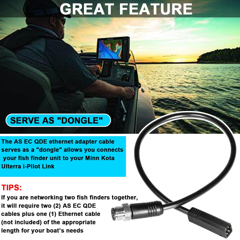 720074-12 AS EC QDE Ethernet Adapter Cable Suitable for Humminbird Fish Finders Helix 7 G2N & G3N Models, All Helix 8, Helix 9, Helix 10, Helix 12 and Helix 15 Models