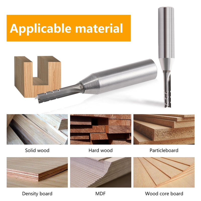 CNC Router Bits 1/2 inch Shank 3 Flutes TCT Straight Router Bit Straight Flute End Mill Cutters Woodworking CNC Trimming Slot Bits Milling Cutter for Wood (12.7 * 6 * 25, 2) 12.7*6*25