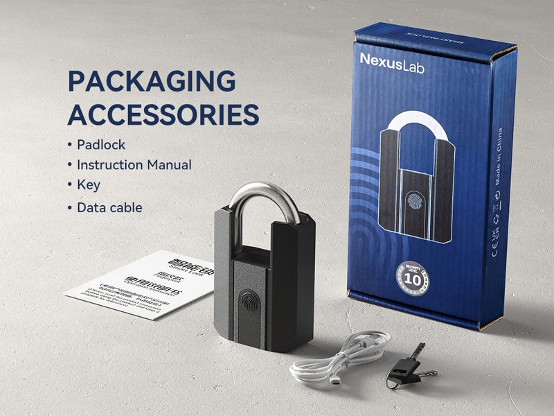 NexusLab Heavy Duty Fingerpint Padlock with Key, Gate Locks for Outdoor Fence, Biometric Padlock, Weatherproof Bluetooth APP Digital Combination Lock for Gate, Outdoor Fence, Storage Unit, Shed, Pool