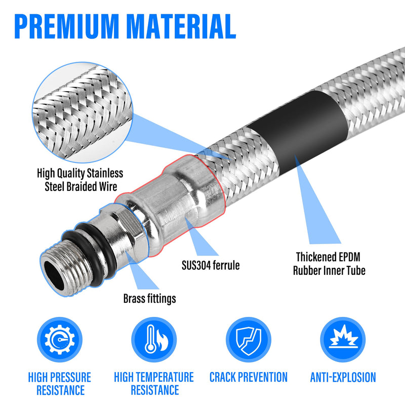 4 Pcs Bathroom Faucet Hose Connector Braided Supply Hose 3/8-Inch Female Compression x M10 Male Connector 304 Stainless Steel Kitchen Sink Faucet Connection (12 inch) 12 Inch