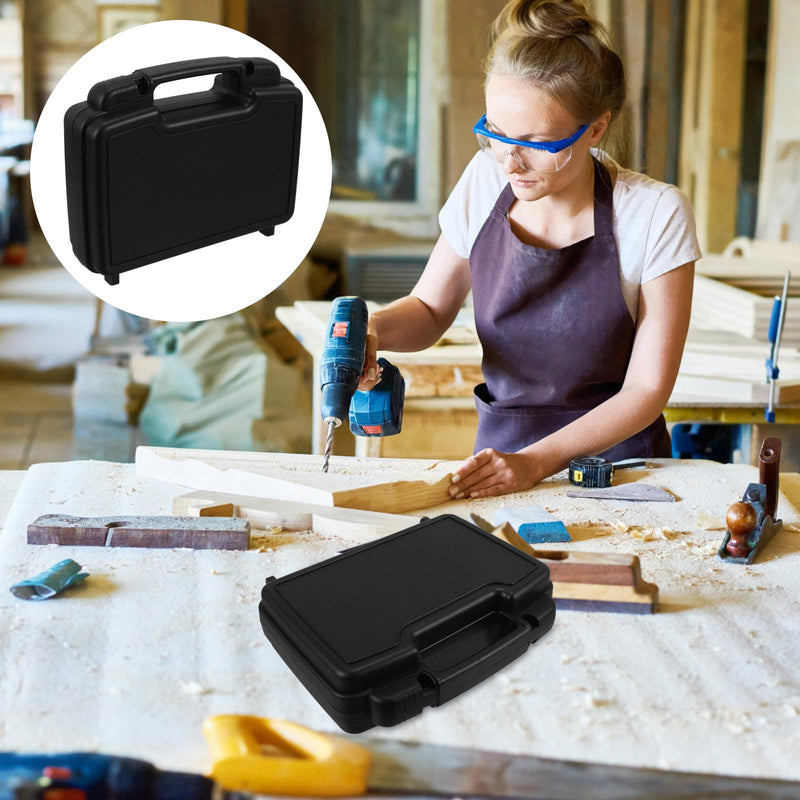 ARTIBETTER Portable Toolbox Storage Case Black Pp Plastic Tool Box with Reinforced Corners and Locking Mechanism Compact Carrying Case for Travel and Outdoor Use