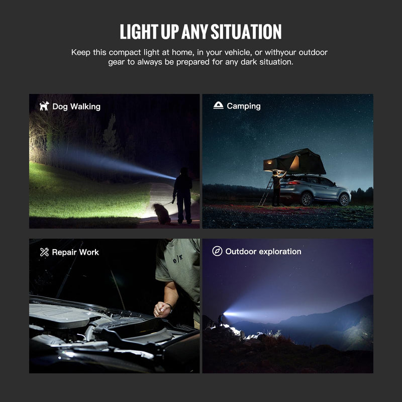 ThruNite TC20 V3 LED Rechargeable Flashlight, 4720 High Lumens Super Bright Powerful Handheld Light, USB-C Charging Tactical Flash Light with Battery, Water Resistant Torch for Camping, and Emergency Black Cool White
