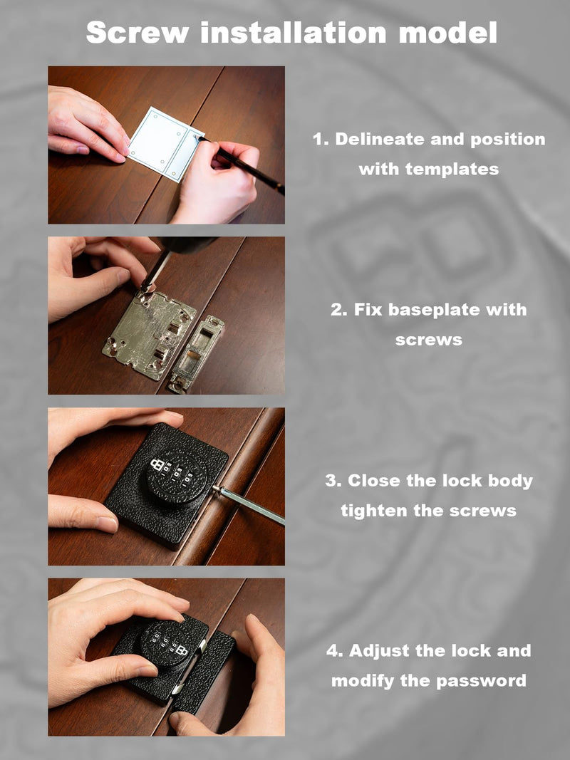 Combination Cabinet Locks, Anti-pry Concealed Child Lock for Drawers, Zinc Alloy Cabinet Locks with Combination for Medicine Cabinet, Closet, File Cabinet, Double Doors Cabinet (Black) Black