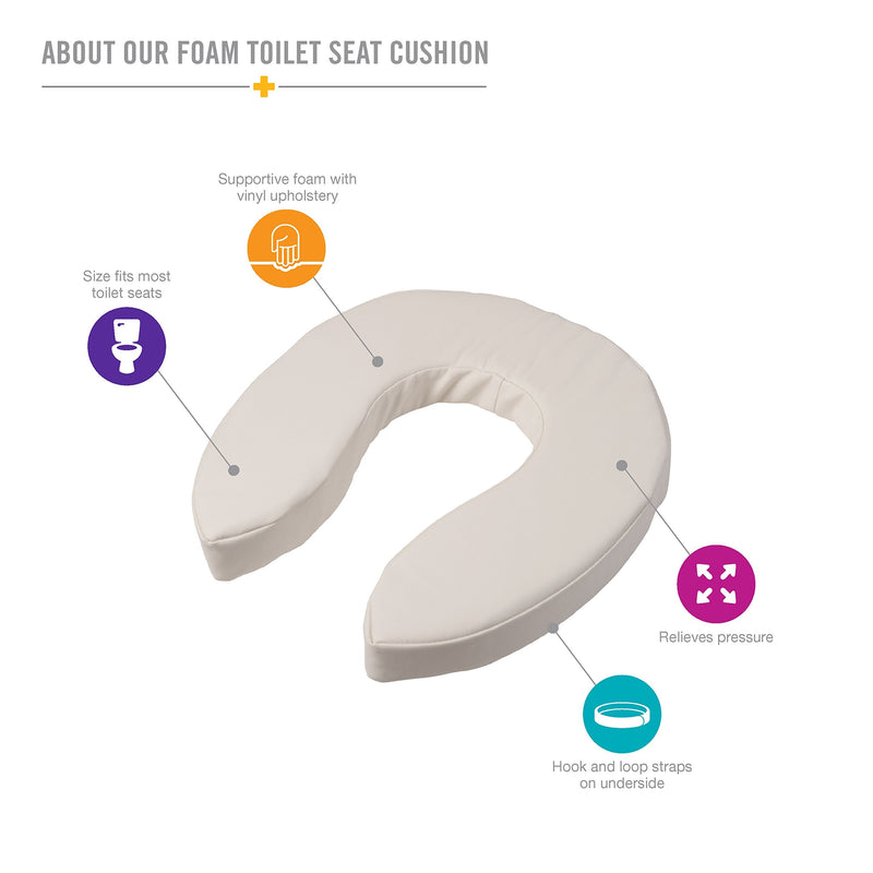 DMI Raised Toilet Seat Cushion Seat Cushion and Seat Cover to Add Extra Padding to the Toilet Seat while Relieving Pressure, Tear Resistant, FSA & HSA Eligible, 2 Inch Pad, White 2 Inch (Pack of 1)