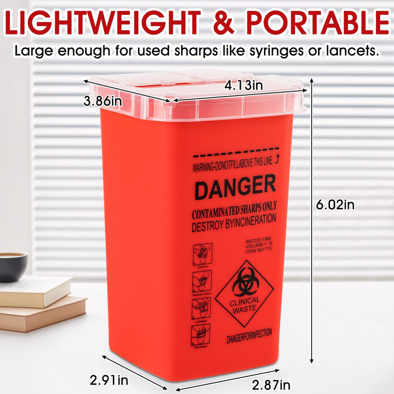 3Quart (3 Pack) Sharps Container for Home Use, Needle Disposal Containers, Biohazard Containers, Syringe Disposal, Small Portable Container for Travel, Professional Sharp Waste Disposal