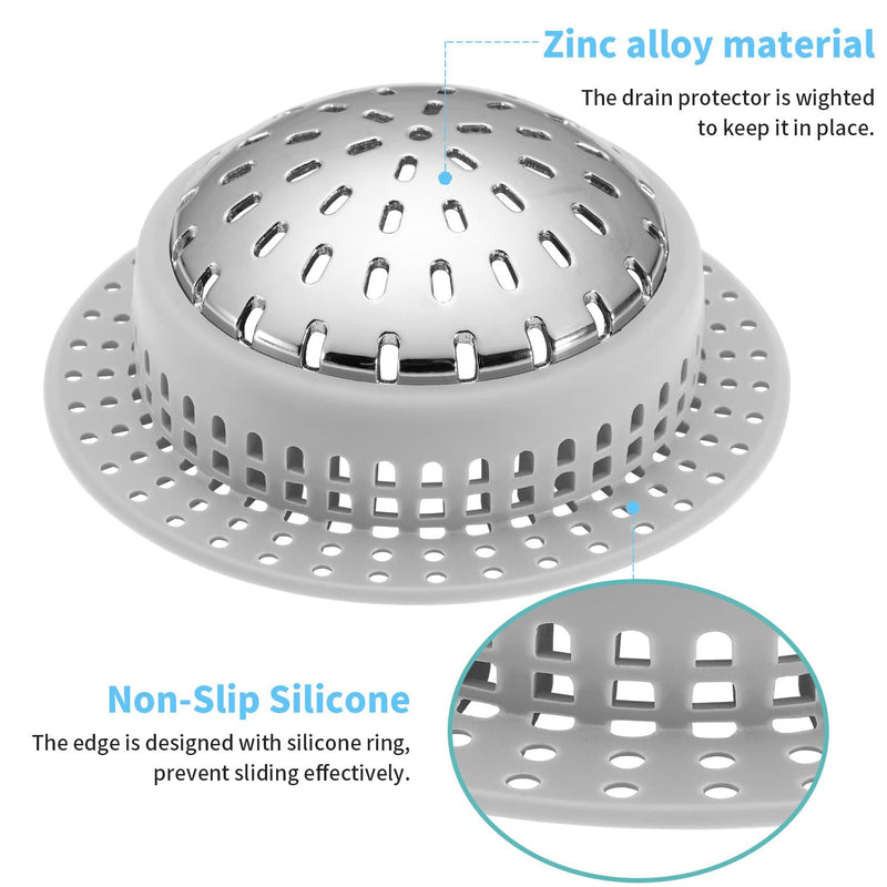 Drain Hair Catcher, Upgraded Drain Catcher with Silicone Designed for Regular Drains, Catch Hair Easily Without Slowing Drainage, Prevent Clogging Plug Hole Hair Catcher (Large) Large