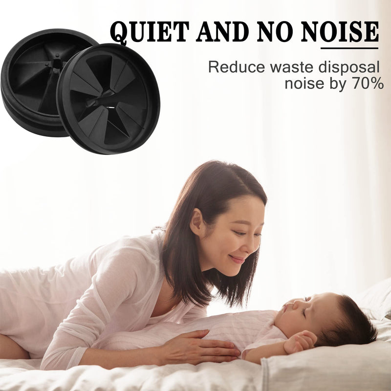 Garbage Disposal Splash Guards, 2-Pack Upgraded for InSinkErator Evolution Series QCB-AM Sink Baffle Drain Cover, Removable Quiet Collar Drain Plugs, Garbage Disposer Accessories 3 3/8" (Black 2 pcs) Black 2 Pack