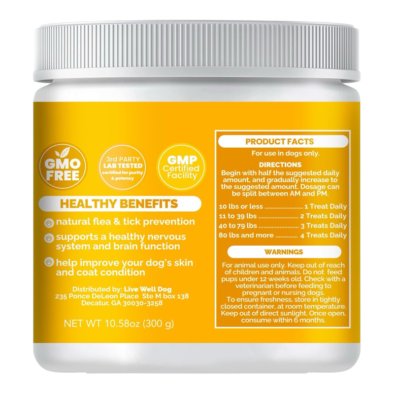 Flea & Tick Support Chews - Natural Bug-Deterring Ingredients with Garlic, ACV & Coconut Oil - Year-Round Daily Outdoor Support for Dogs - Skin, Coat & Immune Wellness - 120 Soft Chews