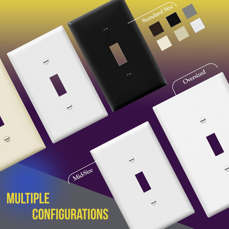 ENERLITES Light Switch Cover Plate, Toggle Wall Plate Cover, Size 1-Gang 4.50" x 2.76", Unbreakable Polycarbonate Thermoplastic, 8811-W-10PCS, White (10 Pack) 10 Pack With Screws