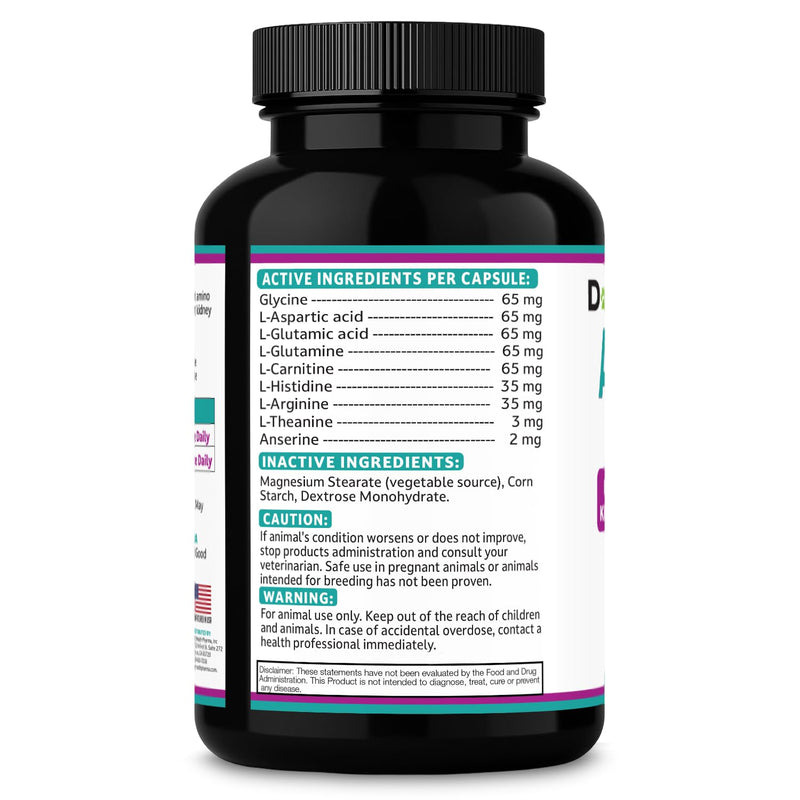 Aminodyl™ Kidney Support Supplement 400mg for Cats & Small Dogs - Supports Natural Kidney Function with Amino Vastly Promotes Health, Wellbeing & Vitality of Kidneys - 120 Sprinkle Capsules. U.S.A Cats & Small Dogs <20lbs (120 Caps) 400 mg