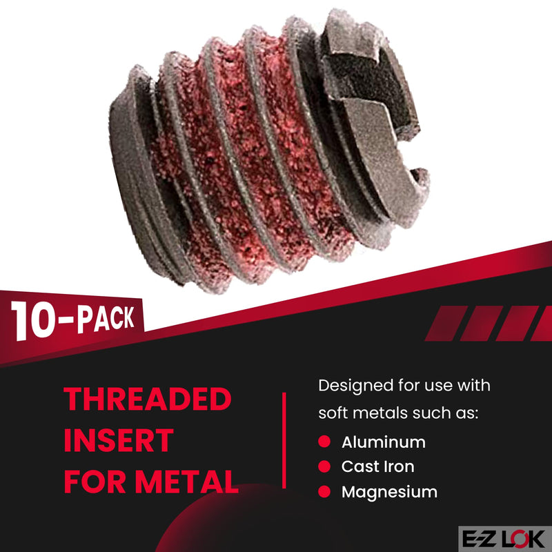 E-Z LOK - 329-006 E-Z Lok Externally Threaded Insert, C12L14 Carbon Steel, Meets AISI 12L14, #6-32 Internal Threads, 1/4"-20 External Threads, 0.280" Length, Made in US (Pack of 10)