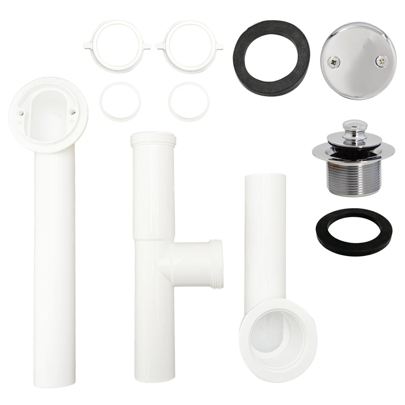 Westbrass Y594244CP White Tubular Twist & Close Bath Waste and Overflow Assembly, Polished Chrome 1 Pack