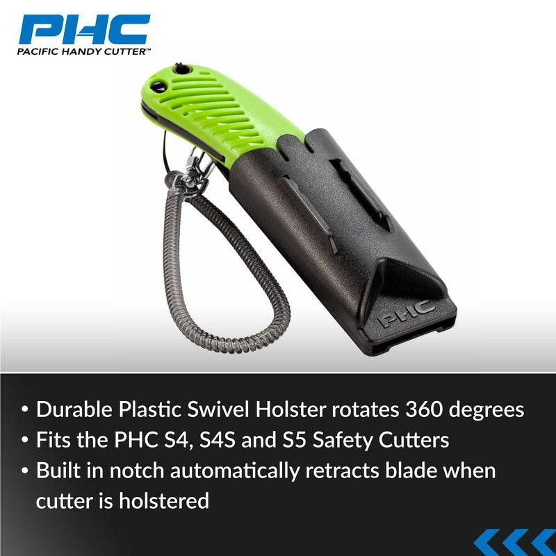 Pacific Handy Cutter UKH423 Plastic Swivel Holster for S5, S4 and S4S, Clips on Belts, Pants and Pockets, Safety Holster for Box Cutters and Utility Knives, Black (New A41005-7)