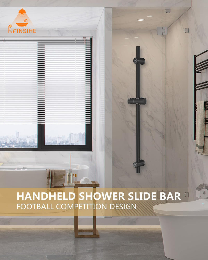 Shower Slide Bar Stainless Steel 32-Inch, Slide Bar Installation Distance 20-28 Inch with Plastic Adjustable Handheld Shower Head Holder for Bathroom Screw Wall Mount Matte Black