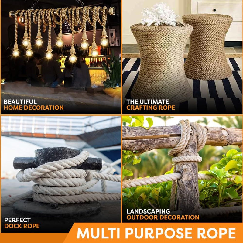Twisted Sisal Rope – 50' X 1/4" Sisal Twine – Multipurpose Rope for Cat Scratcher, DIY Projects, Gardening, Arts & Crafts – Industrial Strength Natural Sisal String Rope (1/4 Inch X 50 Feet) 1/4 Inch X 50 Feet