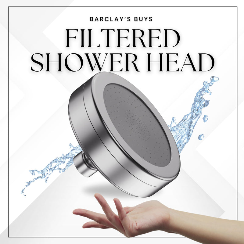 Filtered Shower Head - All Metal With Shower Filters - Fixed Showerhead with Filter - Filter for Hard Water - Remove 90% Chlorine And Dissolved Solids - Improves Skin And Hair