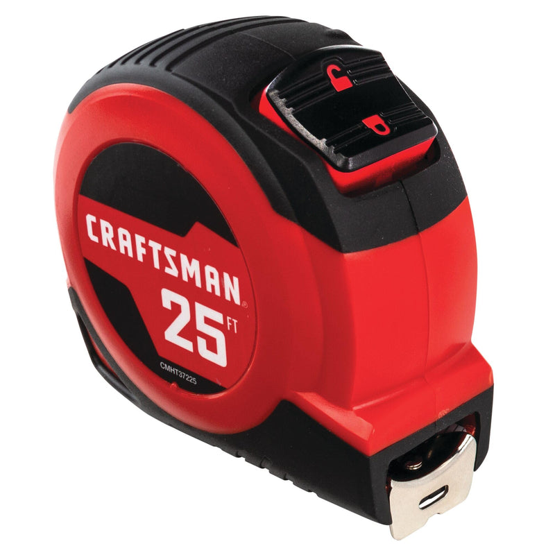 CRAFTSMAN 25-Ft Tape Measure with Fraction Markings, Retractable, Self-Locking Blade (CMHT37225) 25-Foot