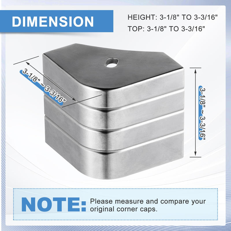 MorningRo Pontoon Boat Aluminum Corner Cap Casting Suitable for 90 Rounded Corner, not 90 Right Angles.Height: 3-1/8" to 3-3/16" Top: 3-1/8" to 3-3/16" 2