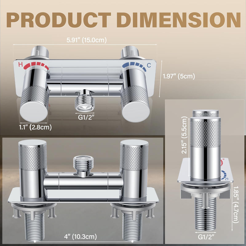 4" All Metal RV Shower Faucet Replacement, Leak-Proof Design with Easy Control Knob, Camper Shower Faucet Heavy-Duty RV Shower Diverter Valve for Indoor and Outdoor Use - Polished Chrome