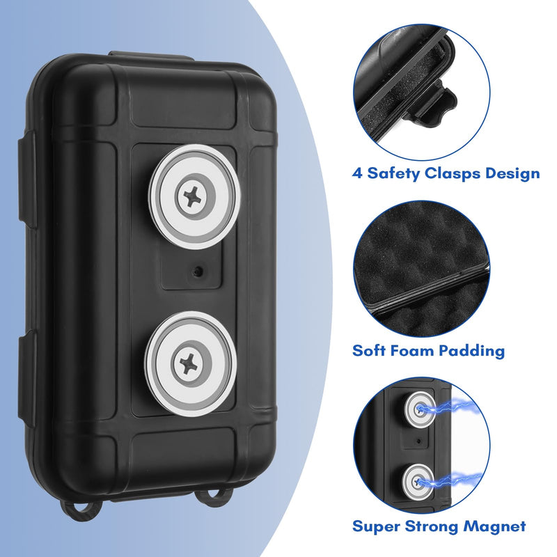 2PCS Magnetic Key Box for Under Car, Car Key Hider, Outdoor Travel Waterproof Dustproof Snowproof Hidden Car Key Box for Spare Keys, Black
