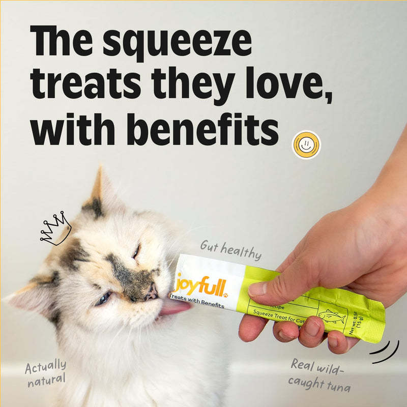 JoyFull Cat Gut Health Bundle: Daily Probiotics (30 Pkts) & Wild-Caught Tuna Squeeze Treats (24 Tubes) – Complete Prebiotic & Probiotic Digestive Support, Diarrhea Relief & Immune Boost