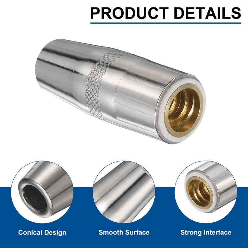 HARFINGTON 5pcs Mig Welding Gun Nozzle 1/2" Orifice KP2742-1-50R Gas Welding Gun Nozzle Copper Nickel Plating Welding Gun Accessory for 250L PRO Curve 200 MIG Gun 200A/300A/400A Parts 5