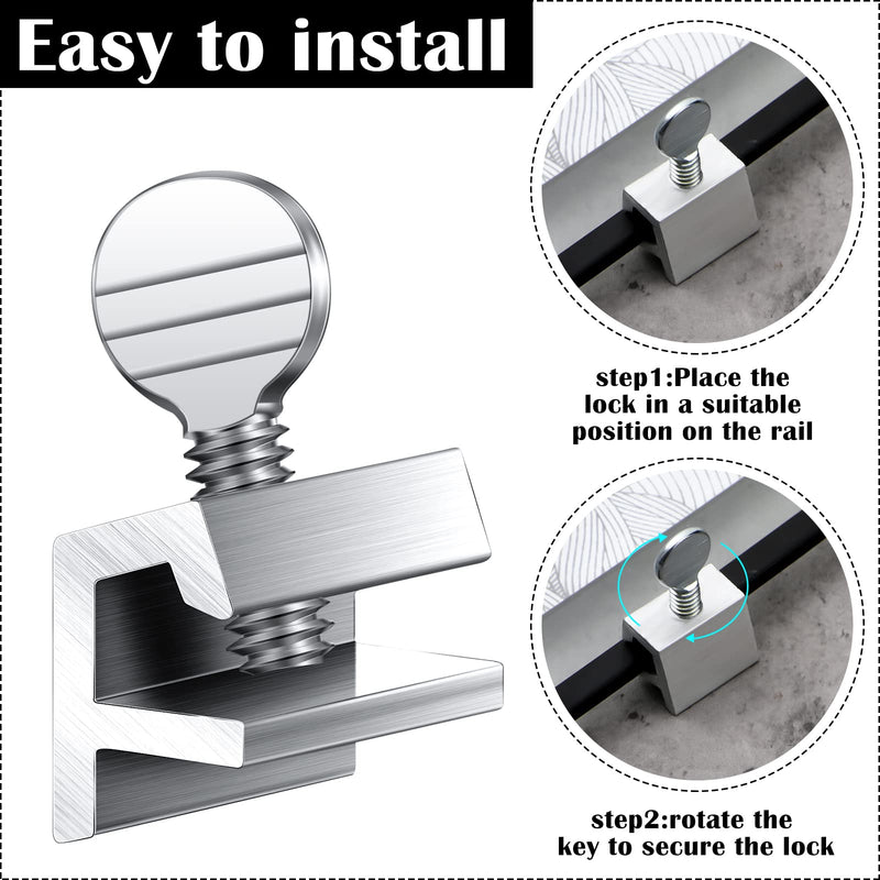 25 Pcs Sliding Window Locks up and Down Window Security Stopper Locks Vertical and Horizontal Adjustable Aluminum Metal Thumb Window Locks Silver Guard Child Kid Safety Proof for Home Door Patio