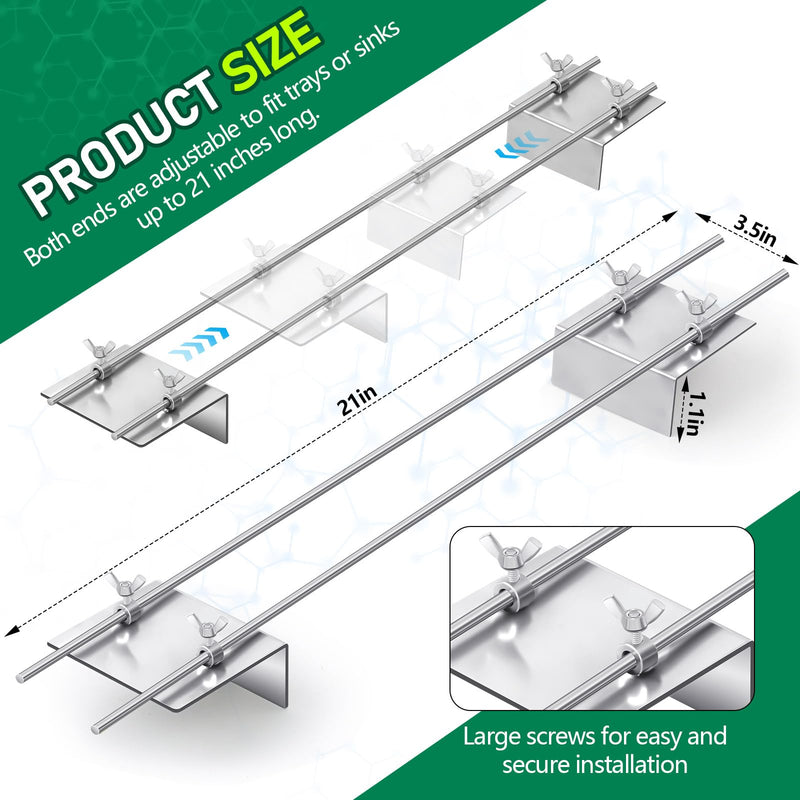 Yaocom Slide Staining Rack, Stainless Steel Microscope Rack, Adjustable Staining Rack Slide for Sinks Laboratory Up to 21"
