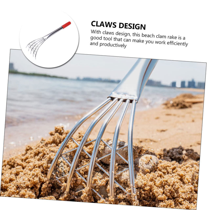 Clam Rake 15.7-Inch Stainless Steel Hand Tool with Sharp Claws for Efficient Clam Digging on Beaches and Gardens