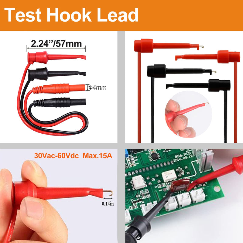 Makeronics 11-in-1 Multimeter Test Lead Kit with Alligator Clips and Soft Case for Electronic Specialties Automotive Multimeter Voltmeter Clamp Meter | 2PCS Non-Destructive Back Probes
