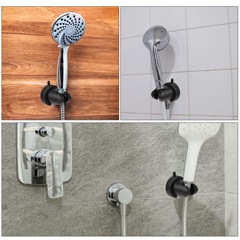 Shower Head Holder Removable Wall Mount Holder with Vacuum Suction Cup Height Adjustable Shower Wand Holder & Wall Mount ABS Plastic Suction Holder for Bathroom black
